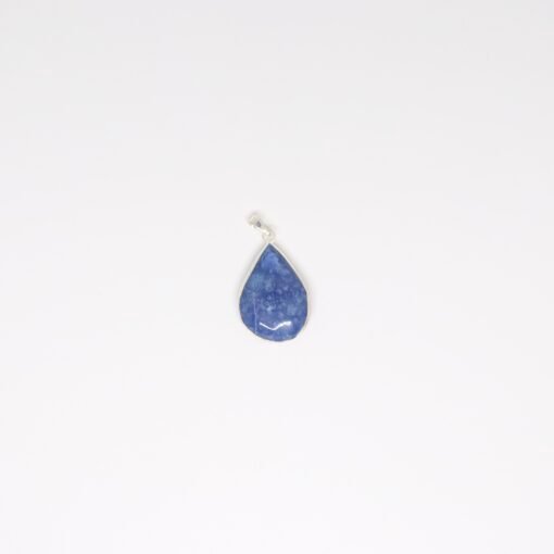 Pendentif goutte quartz bleu - Plaqué argent