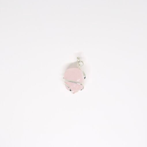 Pendentif spirale Quartz rose - Plaqué argent