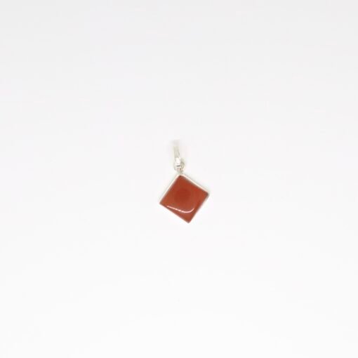 Pendentif cornaline grand cube - argent 925
